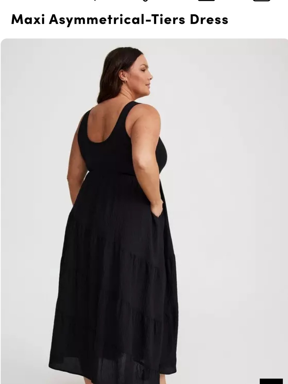 Black Maxi Asymmetrical-Tier Dress - Picture 2 of 5